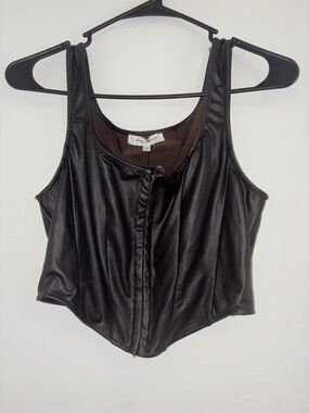 Faux Leather Black Corset Top
